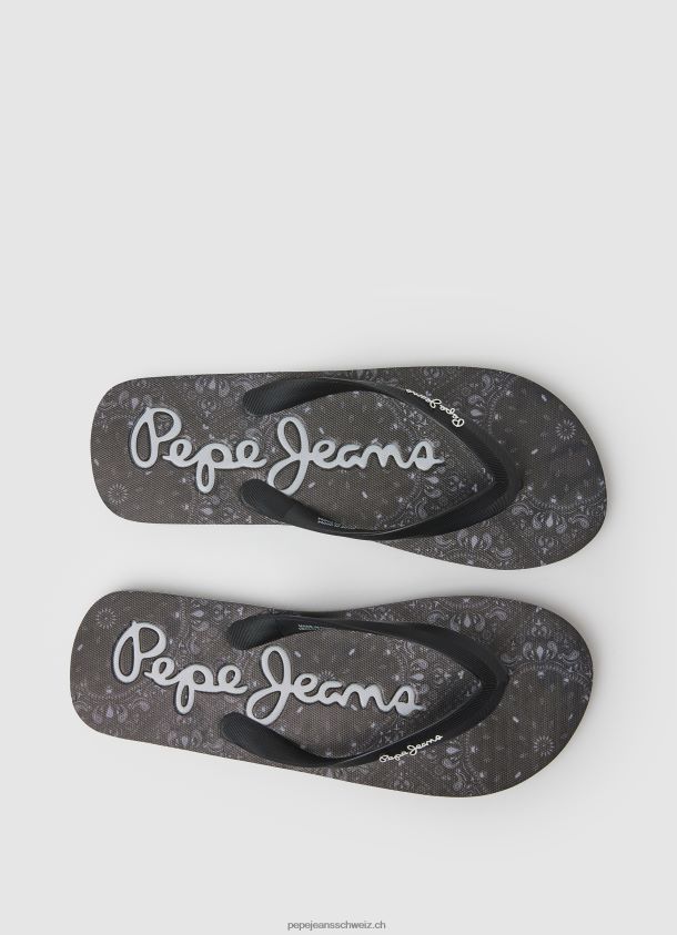 Wal-Bandana-Strand-Flip-Flops Männer Pepe Jeans Schwarz 84XH6T1284
