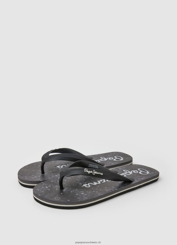 Wal-Bandana-Strand-Flip-Flops Männer Pepe Jeans Schwarz 84XH6T1284