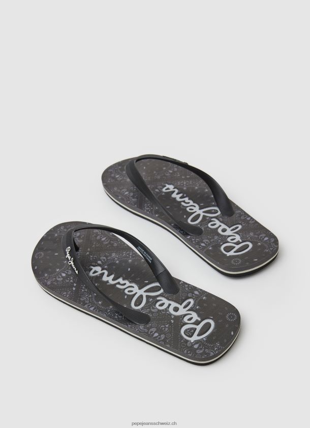 Wal-Bandana-Strand-Flip-Flops Männer Pepe Jeans Schwarz 84XH6T1284