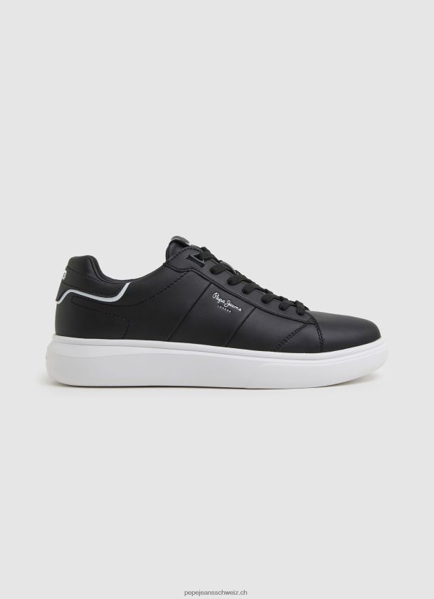 Sneaker aus Teilleder von Eaton Männer Pepe Jeans Schwarz 84XH6T1198