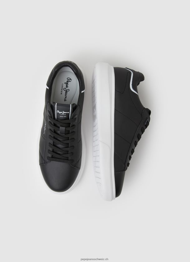 Sneaker aus Teilleder von Eaton Männer Pepe Jeans Schwarz 84XH6T1198