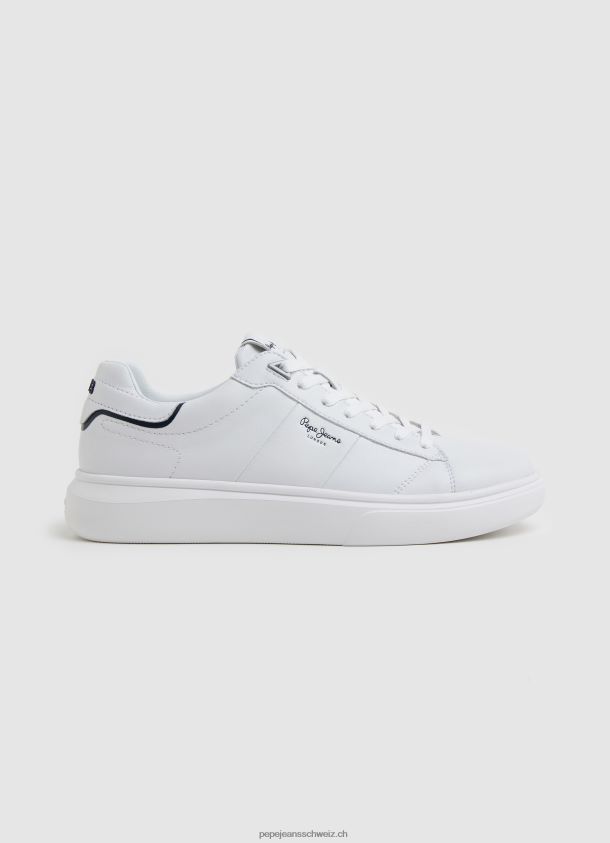 Sneaker aus Teilleder von Eaton Männer Pepe Jeans Weiss 84XH6T1208