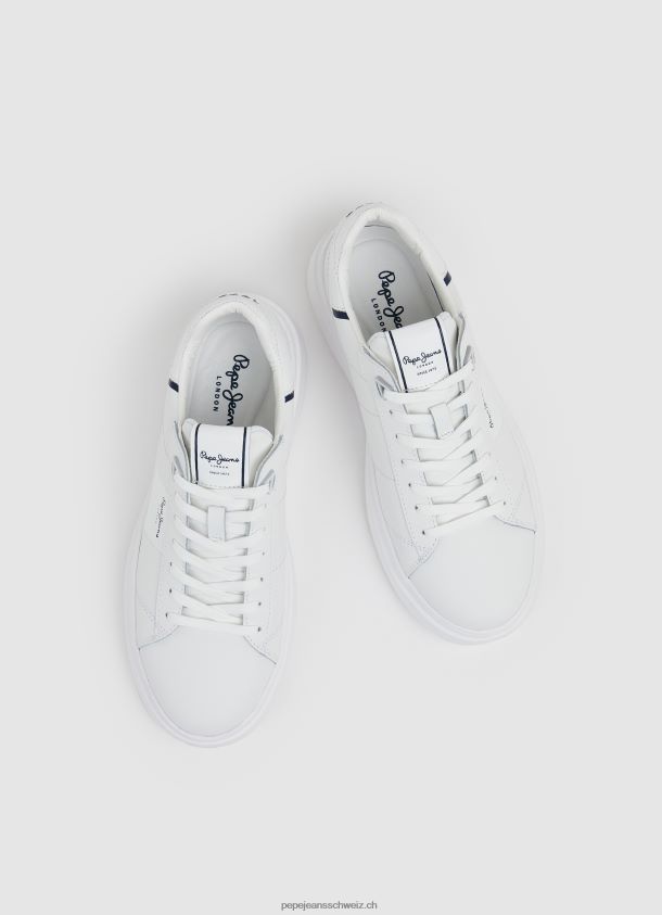 Sneaker aus Teilleder von Eaton Männer Pepe Jeans Weiss 84XH6T1208