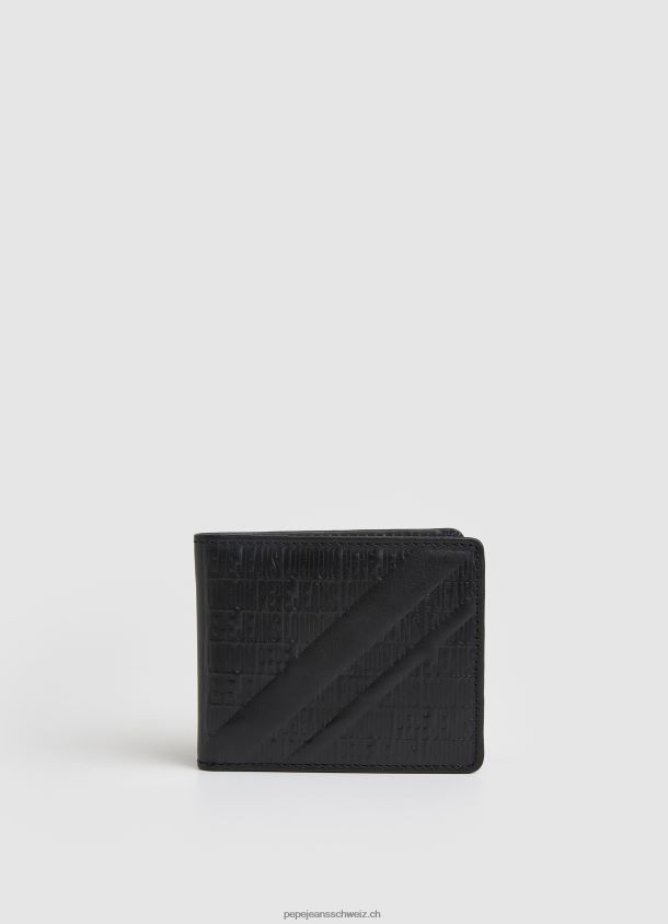 Brieftasche aus Leder mit durchgehendem Logo Männer Pepe Jeans Schwarz 84XH6T1296