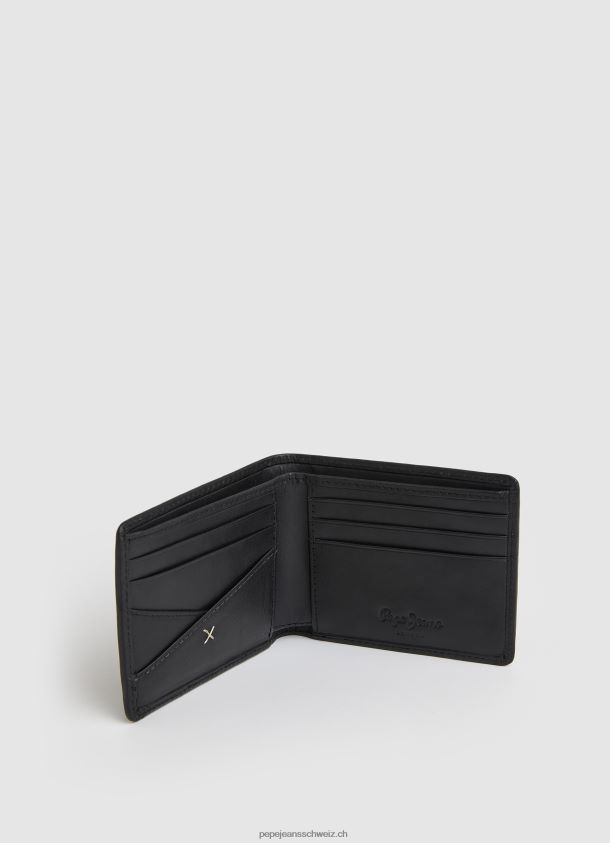 Brieftasche aus Leder mit durchgehendem Logo Männer Pepe Jeans Schwarz 84XH6T1296