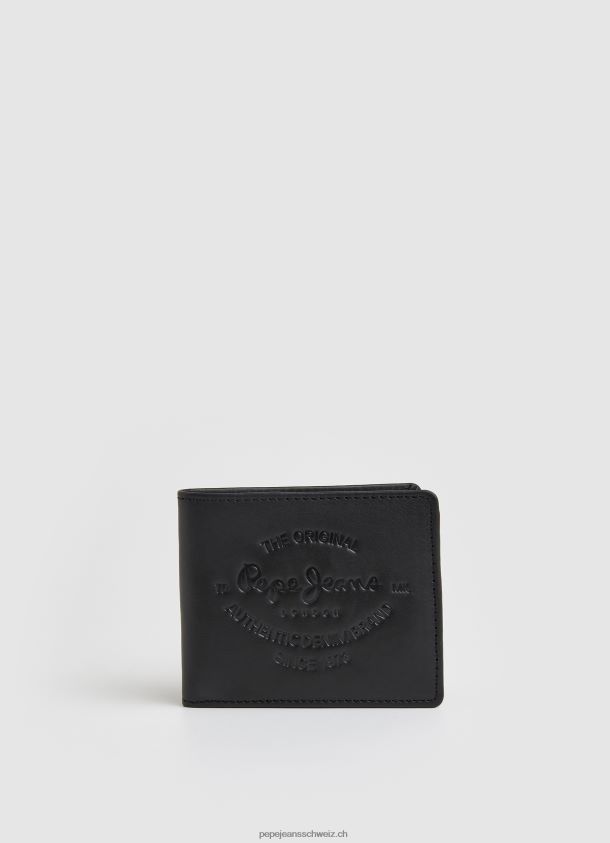 Brieftasche aus Leder mit graviertem Logo Männer Pepe Jeans Schwarz 84XH6T1298