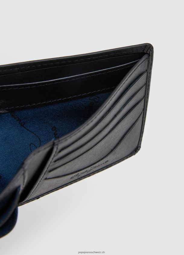 Brieftasche aus Leder mit graviertem Logo Männer Pepe Jeans Schwarz 84XH6T1298