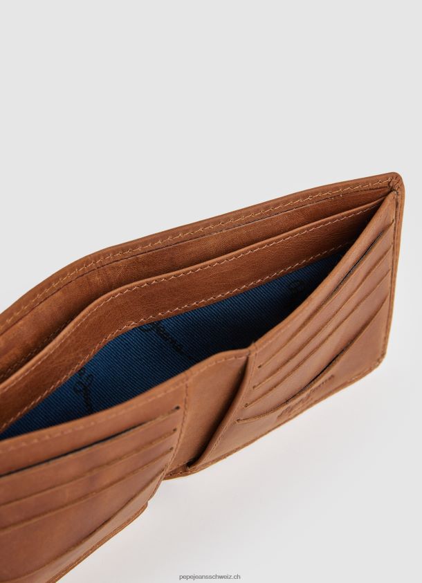 Brieftasche aus Leder mit graviertem Logo Männer Pepe Jeans Tabak 84XH6T1297