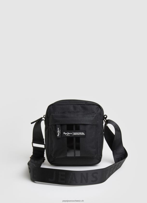 Umhängetasche aus Stoff mit geprägtem Logo Männer Pepe Jeans Schwarz 84XH6T1292