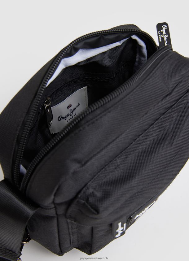 Umhängetasche aus Stoff mit geprägtem Logo Männer Pepe Jeans Schwarz 84XH6T1292